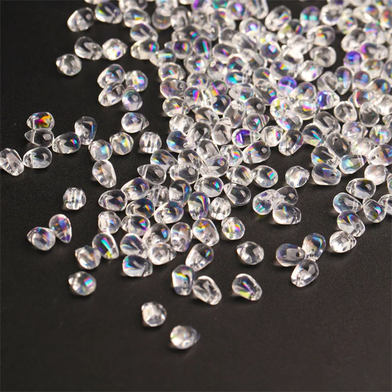 50PCS/Lot 4*6mm Glass Beads Material Czech Crystal Water Drop Petal Shape Suitable for DIY Accessories Necklace Making Beads