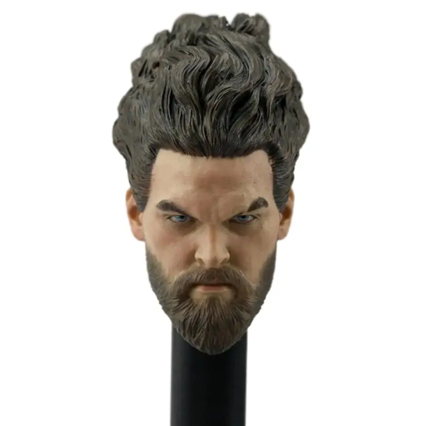 1/6 Rzeźbiony Król Morza Aquaman Jason Momoa Męski Model Głowy PVC Kręcone Włosy Pasuje Do 12-Calowej Figurki Akcji Lalki
