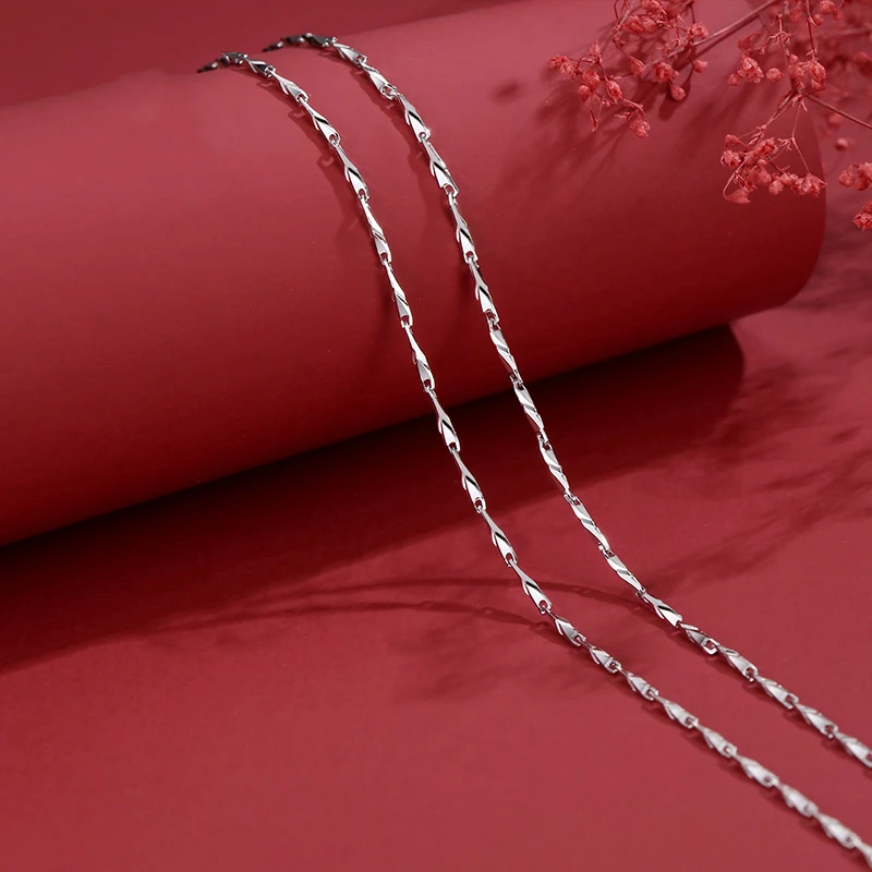 MIQIAO 925 Sterling Silver Melon Seed Chain Long 40 45 50 55 60 CM Width 0.7 0.8 1.2 MM Gold Rose Necklace Pendant Accessories