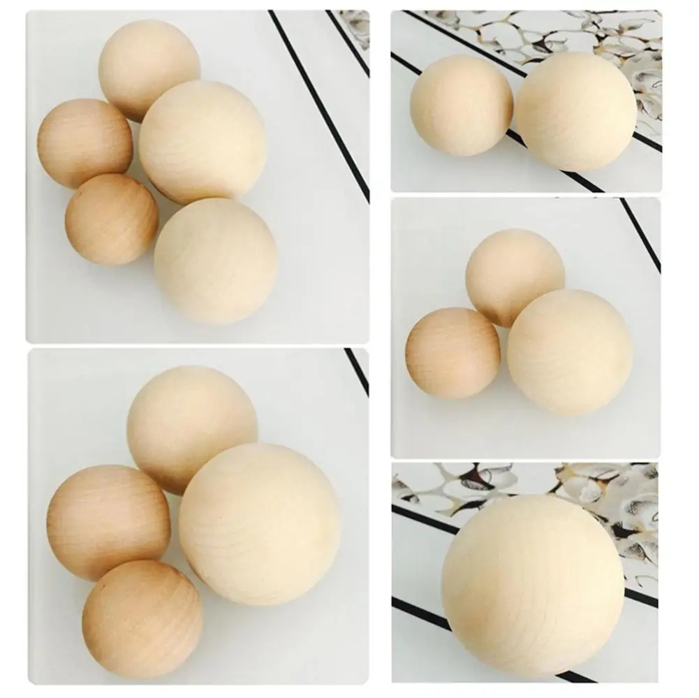 Natural Solid Wooden Round Ball Dia 1-7.5 CM Manual DIY Accessories Wood Colorful Big Painted Ball Home Decoration Craft Supply