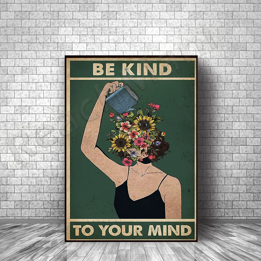 Be kind to your heart poster, flower head art, book gift, classroom decoration, reading decoration, reading book gift, reading p