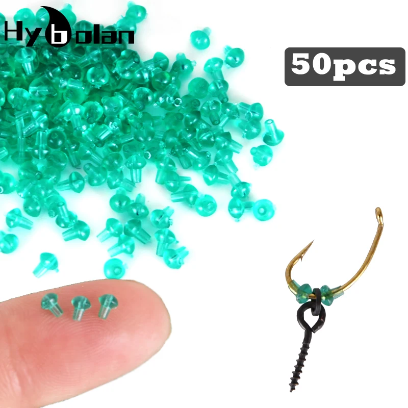 50pcs Hook Stops Beads Carp Fishing Stopper Green Carp Fishing Hair Chod Ronnie Rig Pop UP Boilie Stop Accessories Tackle tool