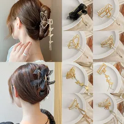 Nuove donne oro geometrico farfalla capelli artiglio Vintage ciondolo lungo clip di capelli fascia tornante capelli granchio accessori per capelli