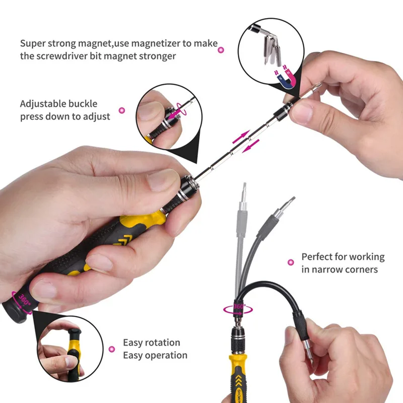 คอมพิวเตอร์ชุดซ่อม,122 In 1 Magnetic แล็ปท็อปไขควงชุดไขควงชุดไขควงแม่นยำ,ขนาดเล็ก Impact Screw Driver Set