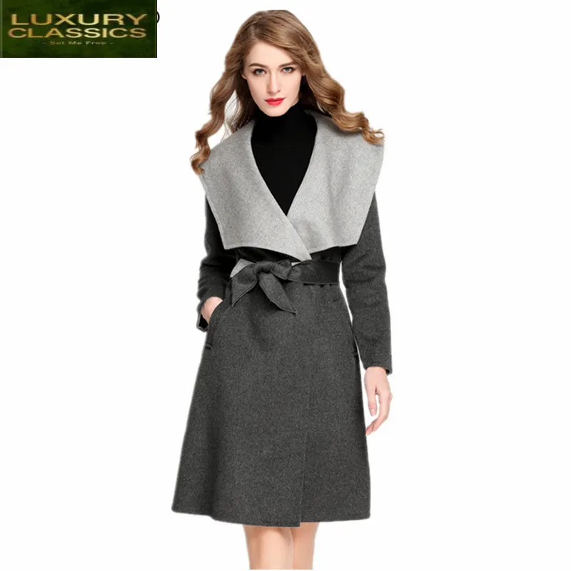 Wool Coats 2021 Women's Autumn Office Ladies Outerwear Elegant Jackets Long Winter Jacket Female Solid Windbreaker LWL482