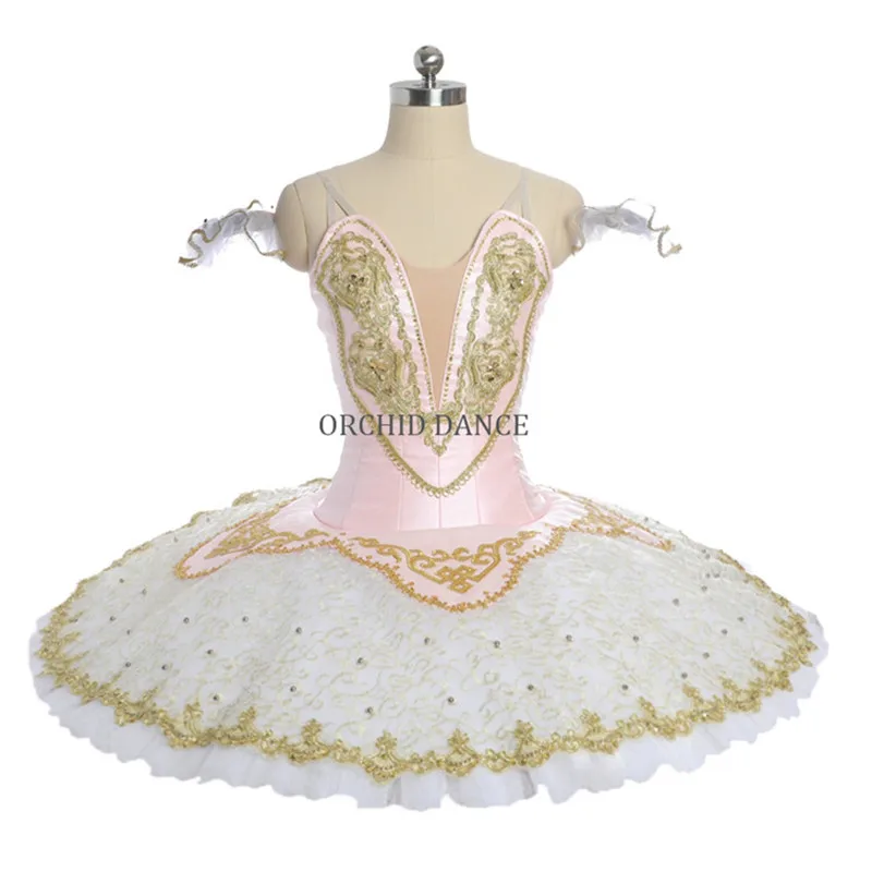 プロフェッショナル高品質ガールズパフォーマンスウェアゴールドバレエチュチュ