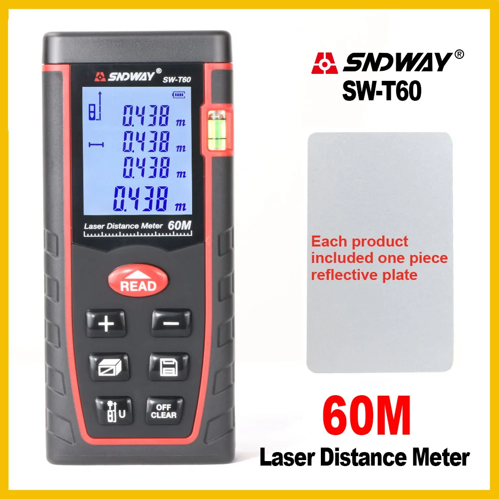SNDWAY Rangefinder Laser Distance Meter Range Hand Tool Device Finder Electronic T40/T60/T80/T100