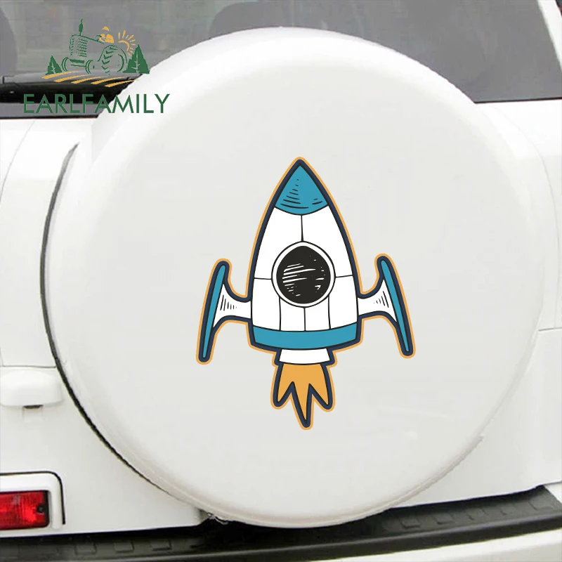 

EARLFAMILY 43cm x 34.7cm Rocket Ship Car Body Stickers Trunk Car Side Door Decal Funny Vinyl Waterproof RV VAN Car Accessories