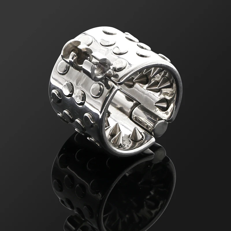 CHASTITY RING BRACELET KALI'S TEETH SHARP  Ring Scrotum Pendant  Steel Kalis Teeth Spiked Male Chastity Device Scrotum image 6