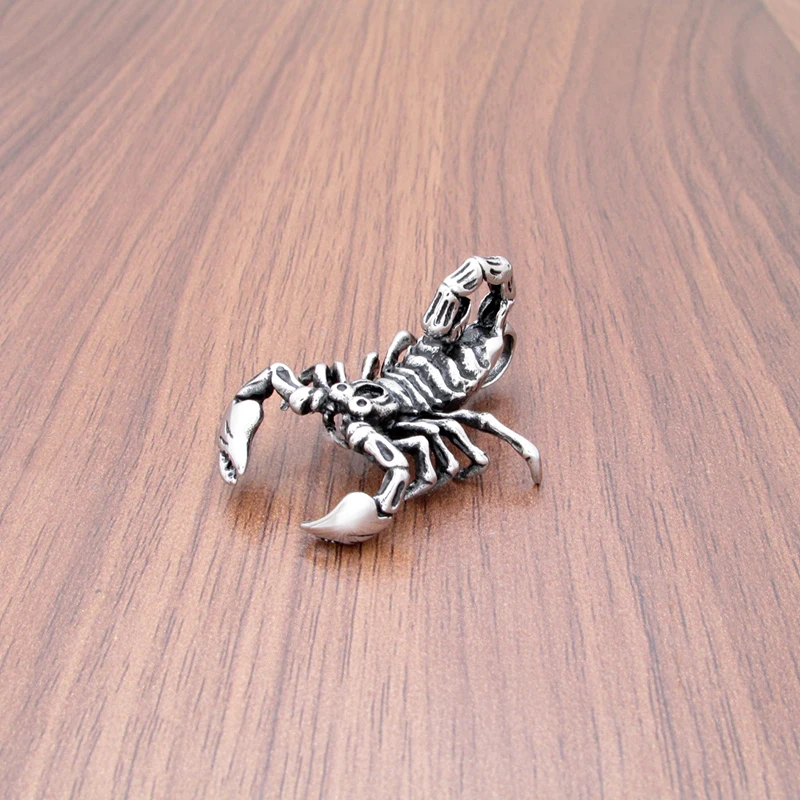 Punk 316L Stainless Steel Silver Color Black Scorpion Pendant Jewelry For Animal Gift