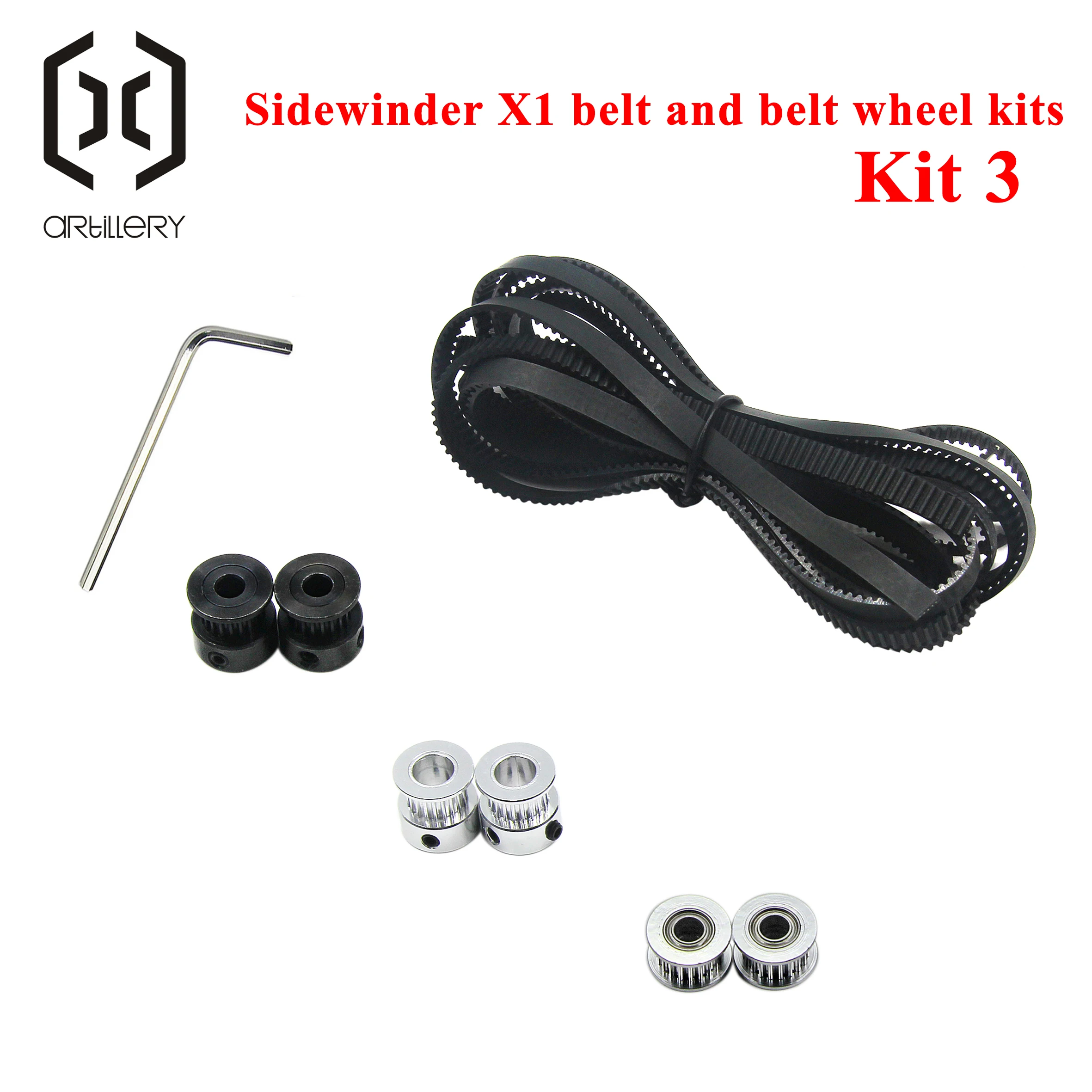 GT2 timing belt and timing wheel kit are used by artillery 3D printers Sidewinder X1, x2, Genius, Genius Pro, and support other