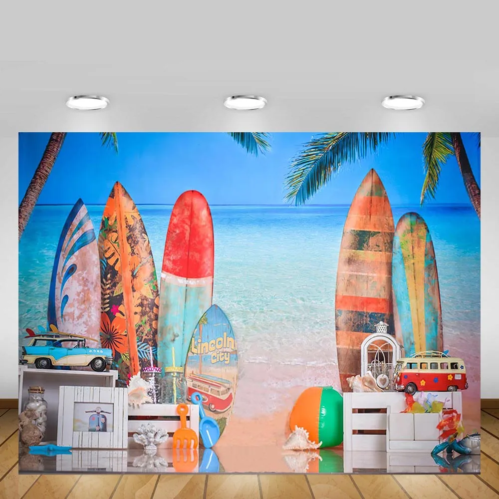 Mehofond Summer Surfing Photography Background Hawaii Seaside Surboard Party Decoration Backdrop Beach Portrait Photo Studio