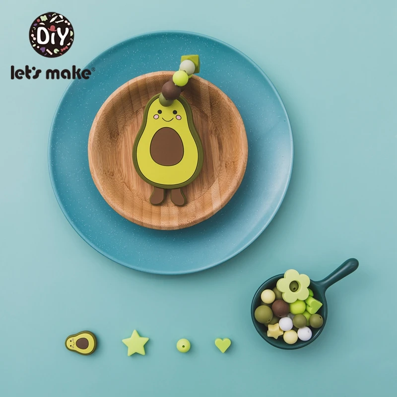 

Let's Make 1pc Chew Silicone Teether Avocado Bracelet Soother Chain Baby Rattle Silicone Crib Accessories Teething Beads