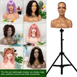 Nunify Black Lipstick Mannequin Head With Shoulders Body Double Shoulder Pvc Training Mannequin Heads For Display Wigs Hat