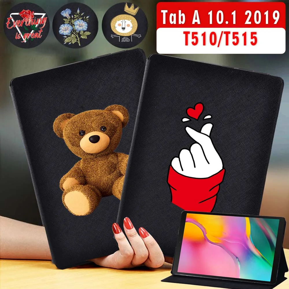 

Tablet Case for Samsung Galaxy Tab A 10.1 Inch 2019 T510/T515 Cute Cartoon Pattern Series Leather Protective Cover + Free Stylus