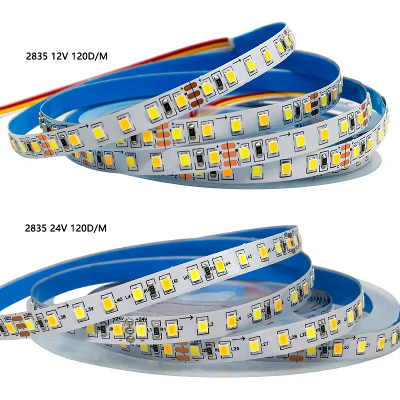 5M CCT Dimmable LED Strip Light Dual Color SMD2835 12V 24v DC WW CW Color Temperature Adjustable Flexible LED Tape Ribbon