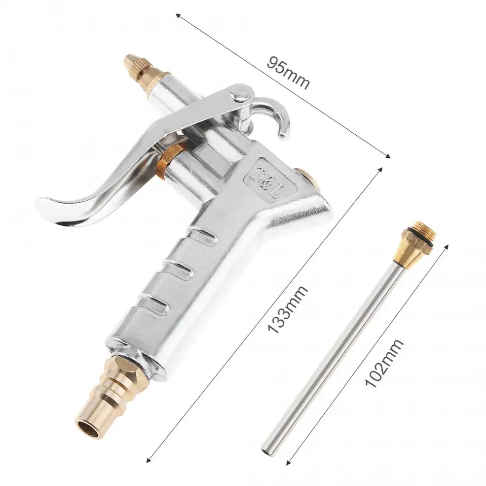 TL-128-989 Mini Pneumatic Blowing Dust Gun Tool with 7.5mm Air Inlet Port and 10cm Replacement Long Nozzle for Cleaning Dust