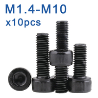 10pcs/lot Hexagon Allen Hex Socket Cup Head Screw Bolts M2 M2.5 M3 M4 M5 M6 M8 Grade 12.9 Carbon Steel Din912