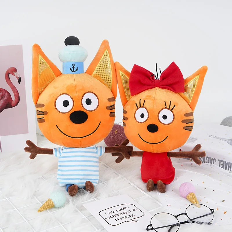 Genuine kid e cats Russian Три кота My Family Three Happy Cats Plush Doll Cookie Candy Pudding Happy Cat Doll Toy Children Gift