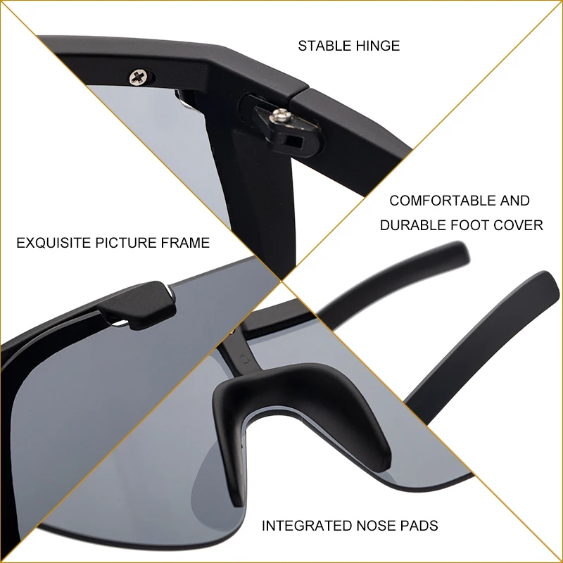 2024 Fashion Oversized Square Sports Sunglasses Men Big Frame Brand Designer Vintage Rectangle Sun Glasses For Man Shades Oculos