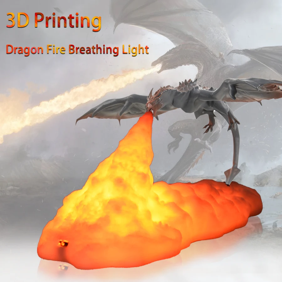 3D Print Dragon Lamp Bedroom Night Light Teenager Room Decoration Rechargeable LED Lights Indoor Desk Lamp Holiday Birthday Gift