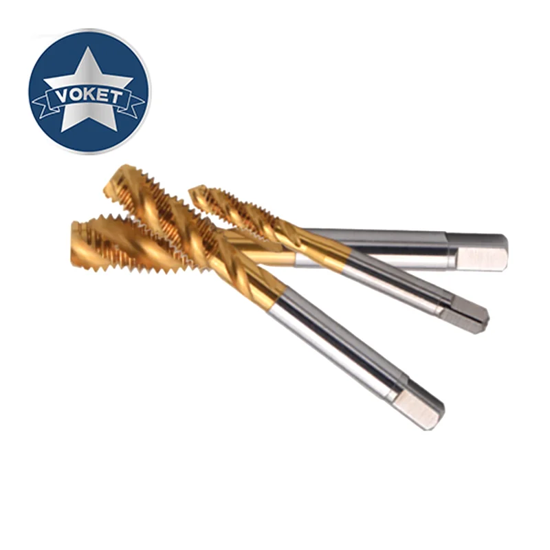 VOKET HSSE-M35 JIS Standard With TIN Spiral Fluted Tap SM S M 3/32 1/8 9/64 11/64 3/16 13/64 1/4 9/32 3/8 Machine Thread Taps