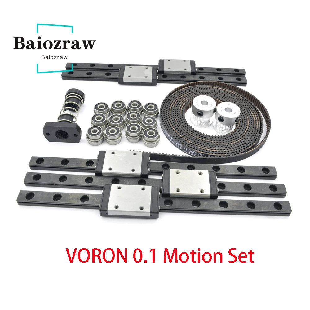 Baiozraw V0.1 Motion Set GT2 LL-2GT RF Open Belt 2GT 20Teeth Pulley F623-RS Bearing T8 Flange Nut 8mm Lead for Voron 0.1 Parts