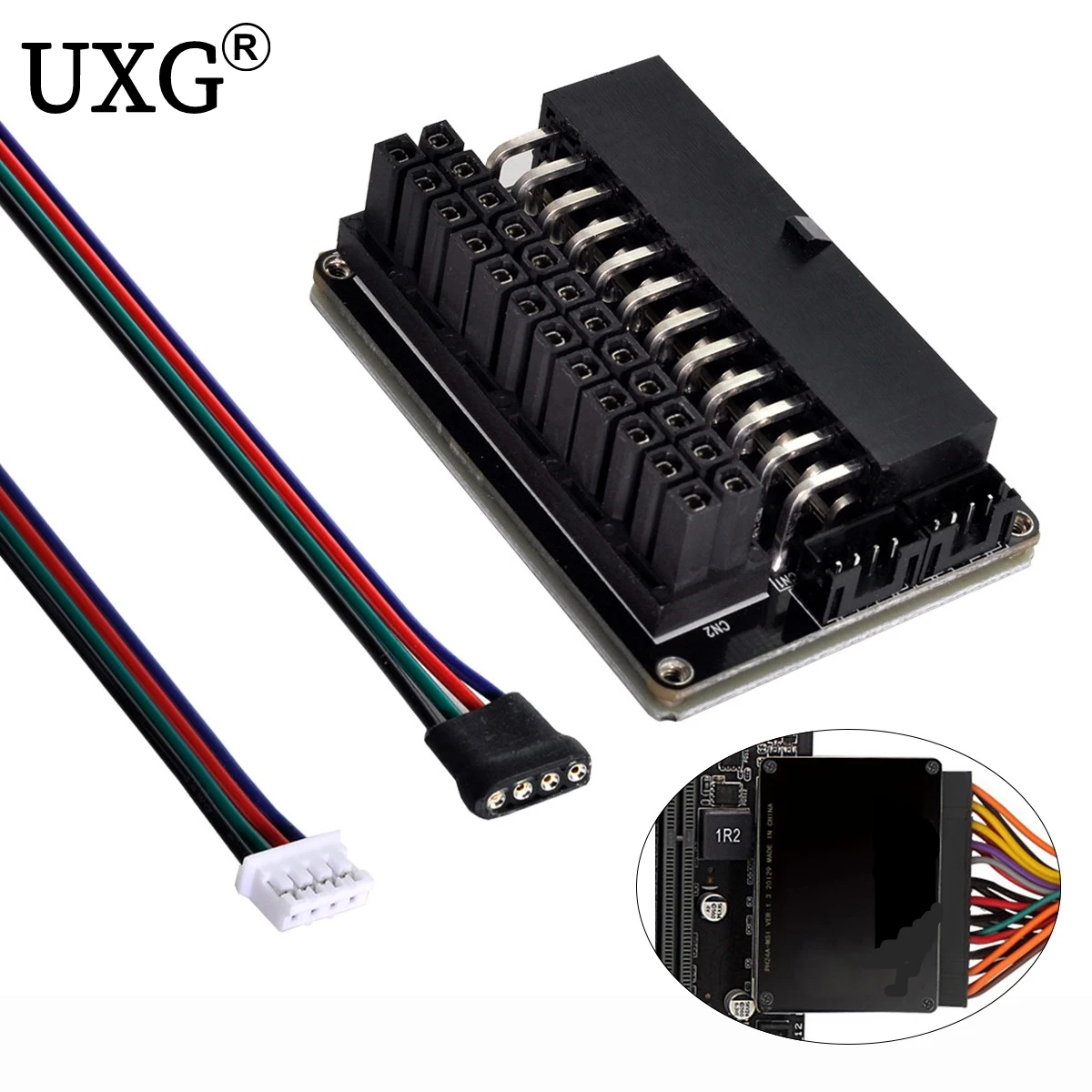 ATX 24Pin Female to 24pin Male 90 Degree Power Adapter Mainboard Motherboard With RGB Led for Desktops PC Supply
