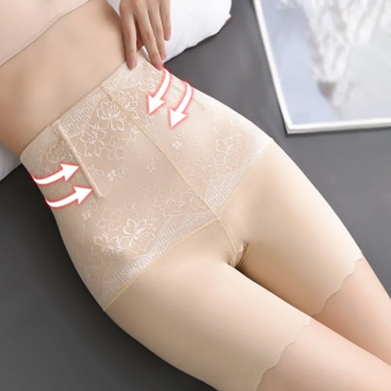 Women\'s High Waist Smooth Pants Thigh Slimmer Body Shaper Tummy Slimming Control Panties High-waisted Abdomen Safety Pants Thin