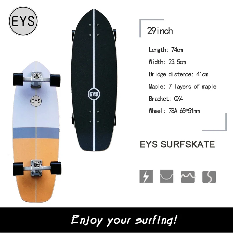 

2021 EYS CX4 New Land Surfboard Beginner Surfboard Exercise Brush Street Big Fish Board Walking Skateboard Longboard Penny Board