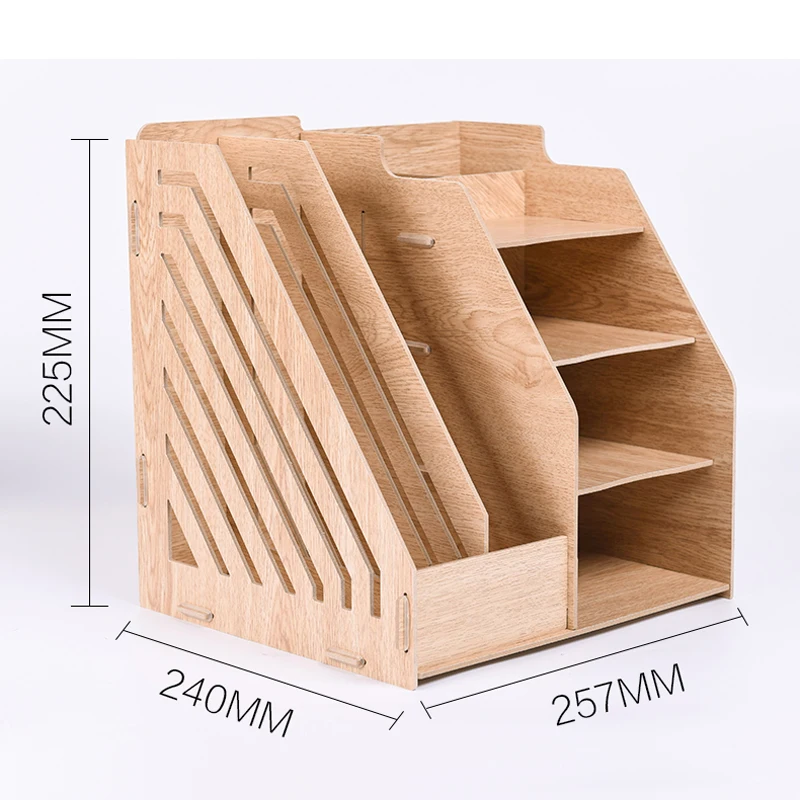 Wooden File Rack Storage Box Large Capacity Thickened File Folder Bussiness Office Supplies Desk Organizer Pen Holder Folder