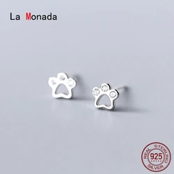 La Monada Dog Paw Stud Earrings For Women Silver 925 Minimalist Fine Women Earrings In Jewelry Stud Earrings 925 Sterling Silver