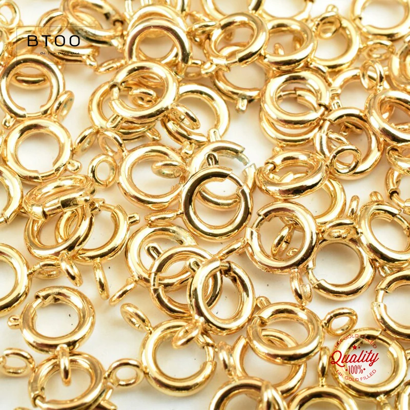 Złote zapięcia sprężynowe 14K Gold Filled, haczyki, hurtowe materiały do wyrobu bransoletek, naszyjników, ręcznie robionej biżuterii.