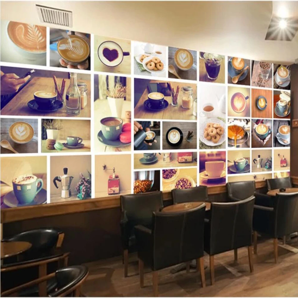 

Milofi custom large 3D wallpaper murals beautiful romantic warm coffee pattern coffee beans cafe wall decoration mural wallpaper