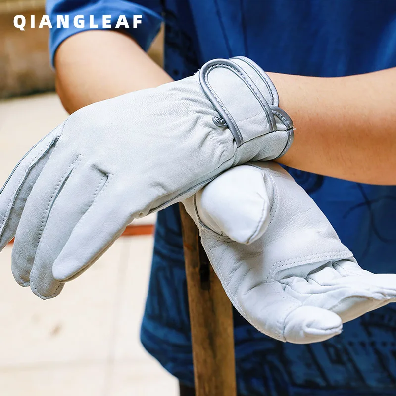 QIANGLEAF Grade A Cowhide Outdoor Rock Climbing Sports Cargo Handling Fishing Gardening Planting Muslim Protective Gloves 2300