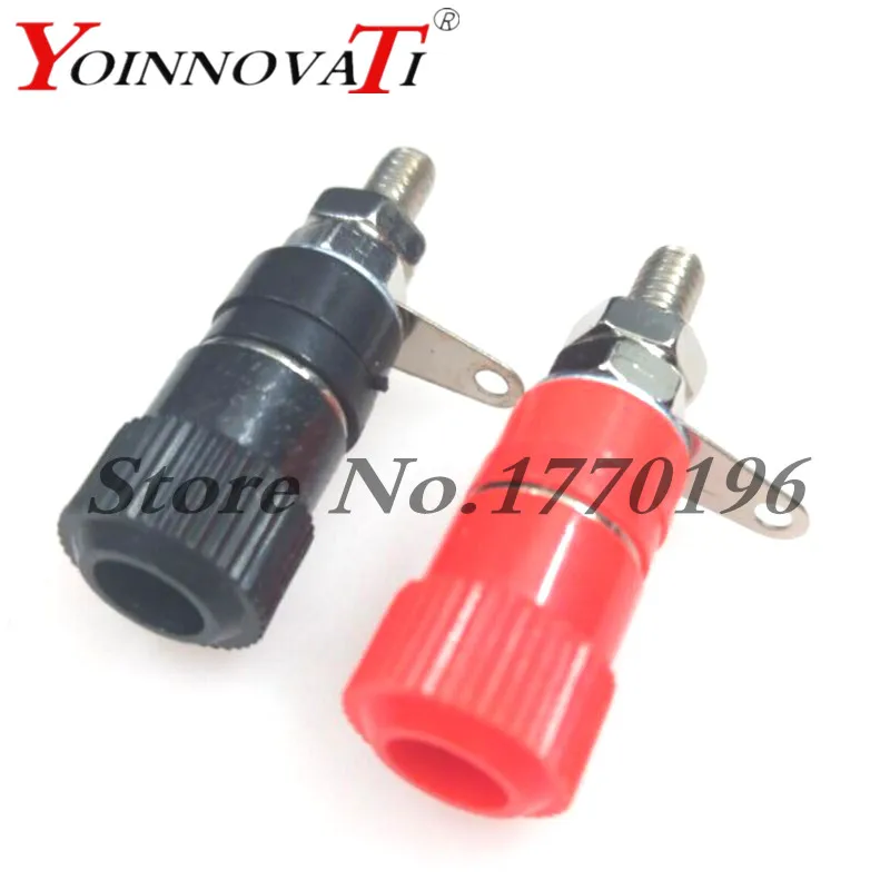 5PCS Terminal Blocks JS-910B 4MM Black Red FDKJGECF Terminal Connector Binding Post Banana Plug Amplifier Jack Mount