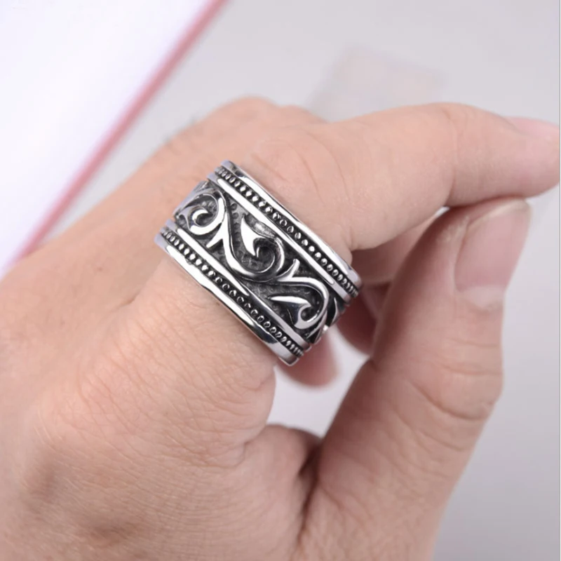 Viking Pirate Fish Hook Pattern Ring New Vintage Men's Ring Metal Silver Plated Retro Ring Accessories Party Jewelry