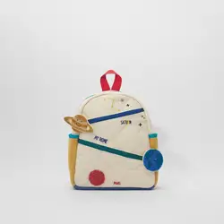 Mochila bordada con bola de estrella de la tierra para niños, lona de algodón con costuras, bolso escolar pequeño informal a juego de colores para niñas lindas, nuevo