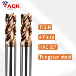 VACK-HRC55 카바이드 엔드밀 코팅 텅스텐 스틸 밀링 커터 합금 절삭기, CNC 기계 엔드밀 2 4 5 6 8 10mm