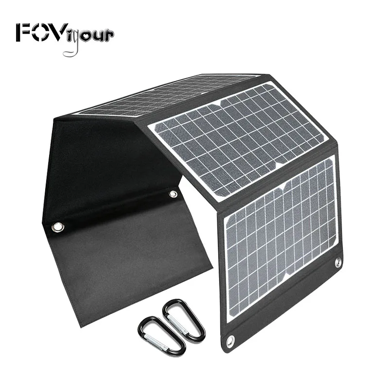 

Fovigour 30W Foldable Solar Panel with 3 USB Support QC 3.0 Portable Solar Charger Fast Charge for Phones and Outdoor Camping