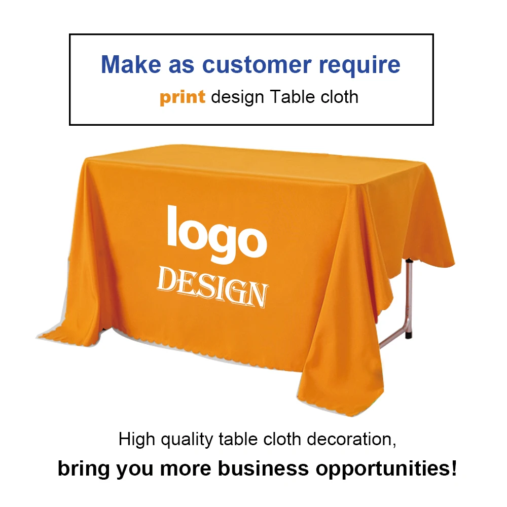 2m Width x 3m Length Customized Tablecloth Digital Print Business Logo Trade Show Rectangle Decoration Table Cloth Cover