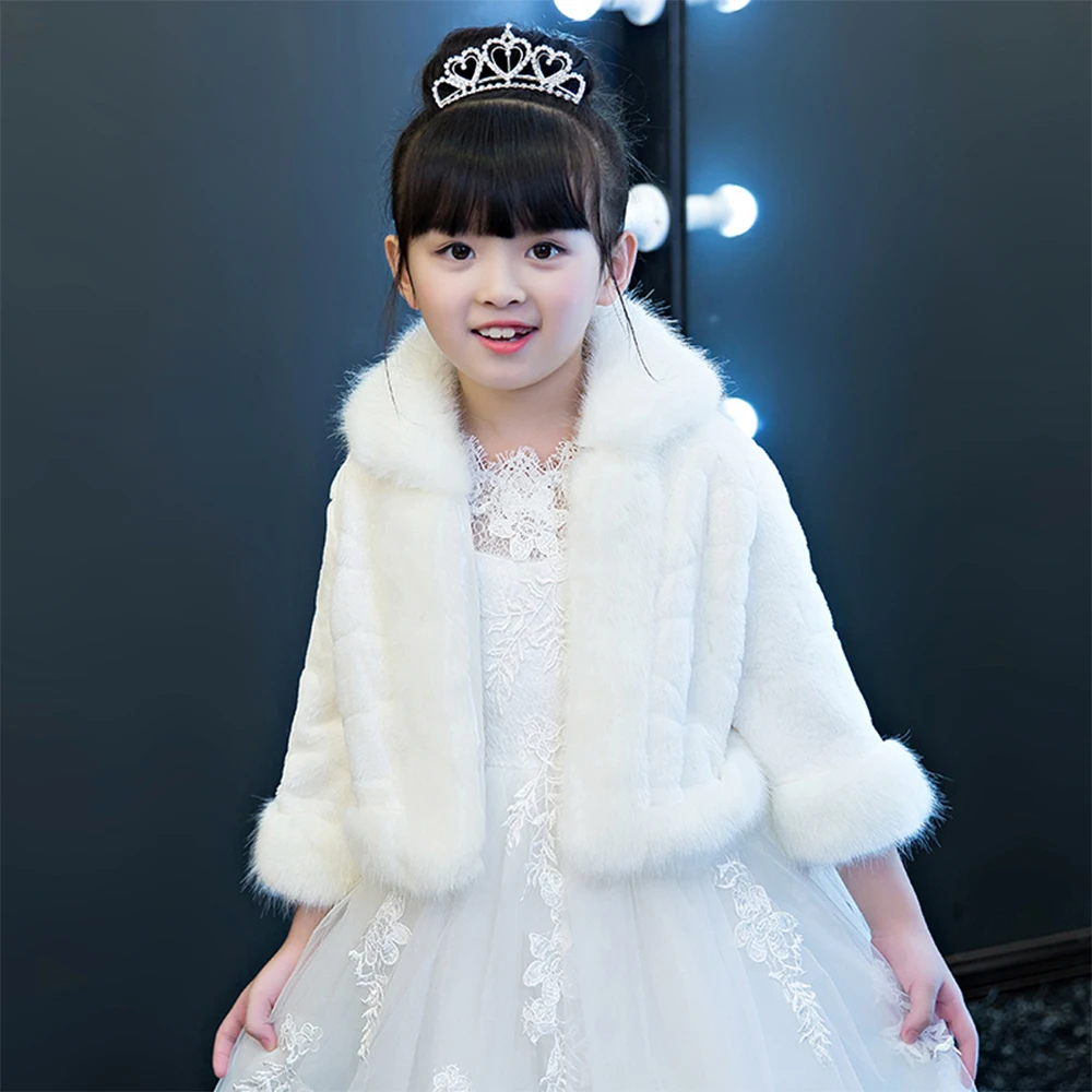 [Sale] เด็กฤดูหนาว WARM Faux FUR สั้นเสื้อสาว Thicken Shrug เด็ก Shawl Cape Bolero