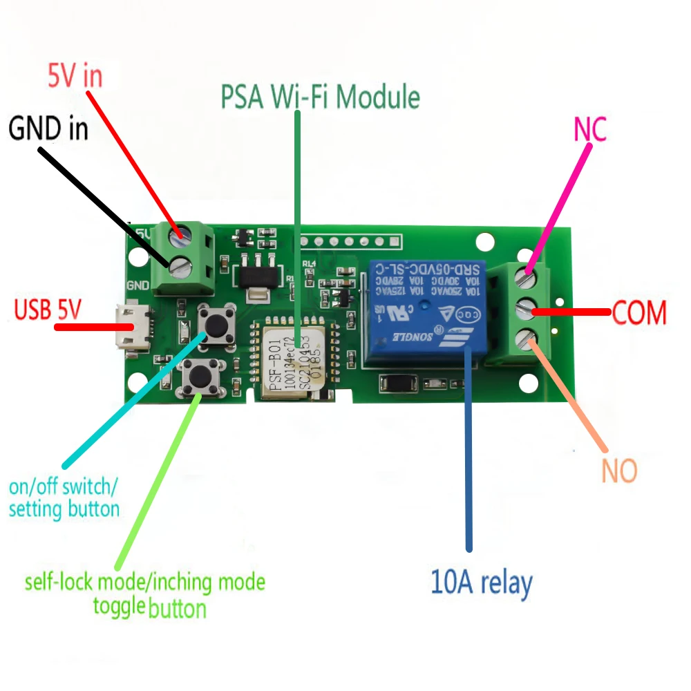 WiFi Relay Ewelink Module 5-32V DIY Switch Dry Contact Output Inching/Selflock Working Modes APP/Voice/LAN Control Smart Home