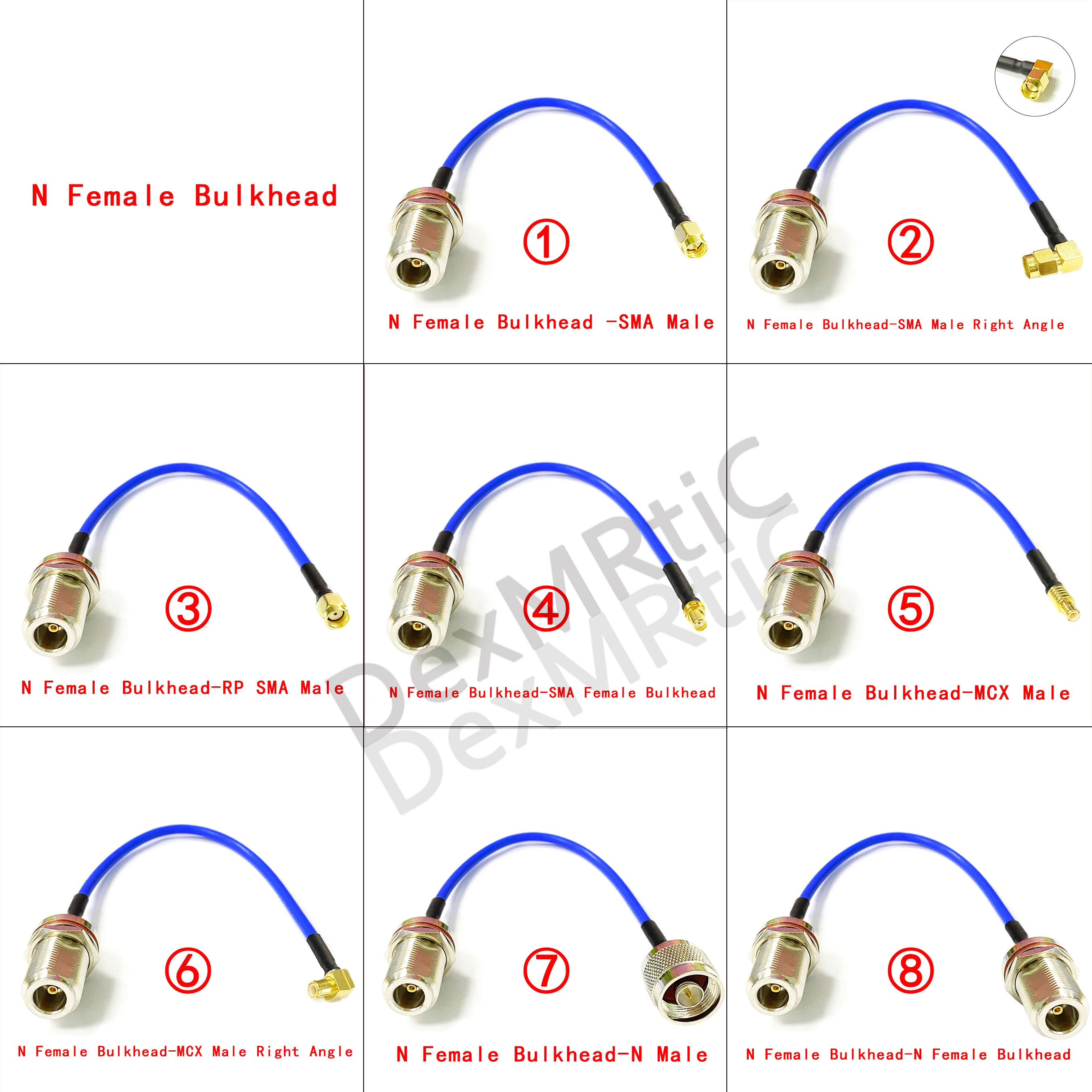 1PC N Typ Weibliche schutzwand SMA N MCX Männlich Weiblich Zopf Kabel RG402 Blau Jack 20cm Niedrigen verlust Für WIFI Drahtlose NEUES Freies Schiff – Detail 1