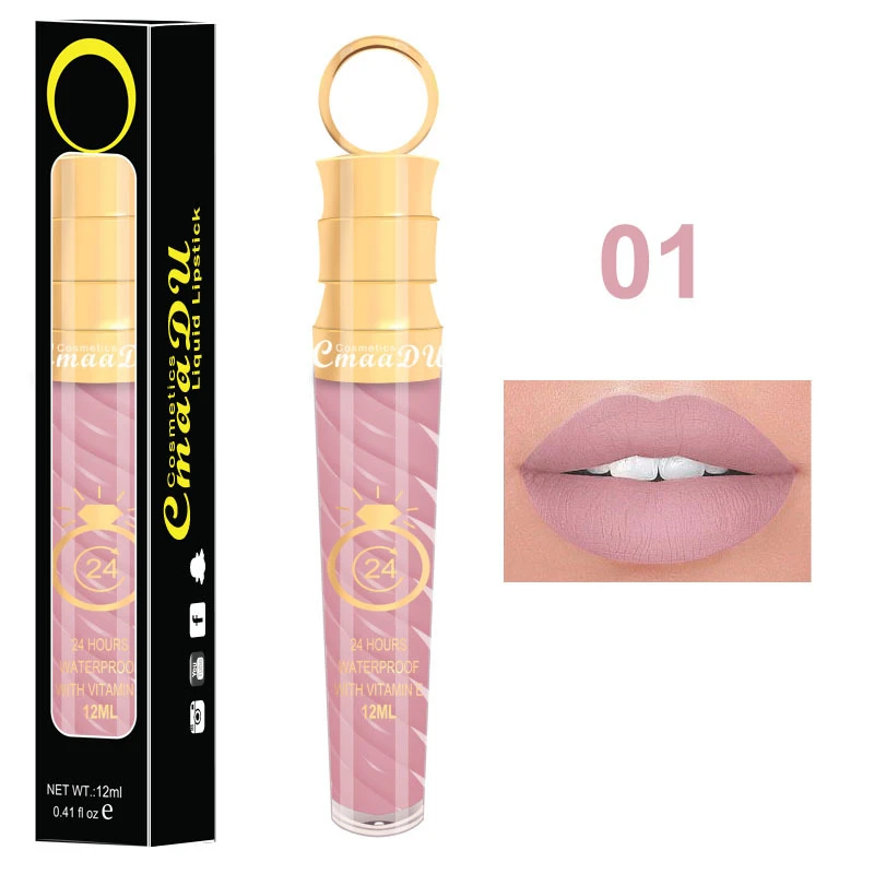 Lápiz labial líquido mate resistente al agua, pigmento Sexy de larga duración, brillo de labios rojo desnudo, tinte, maquillaje, Cosméticos de belleza T0805