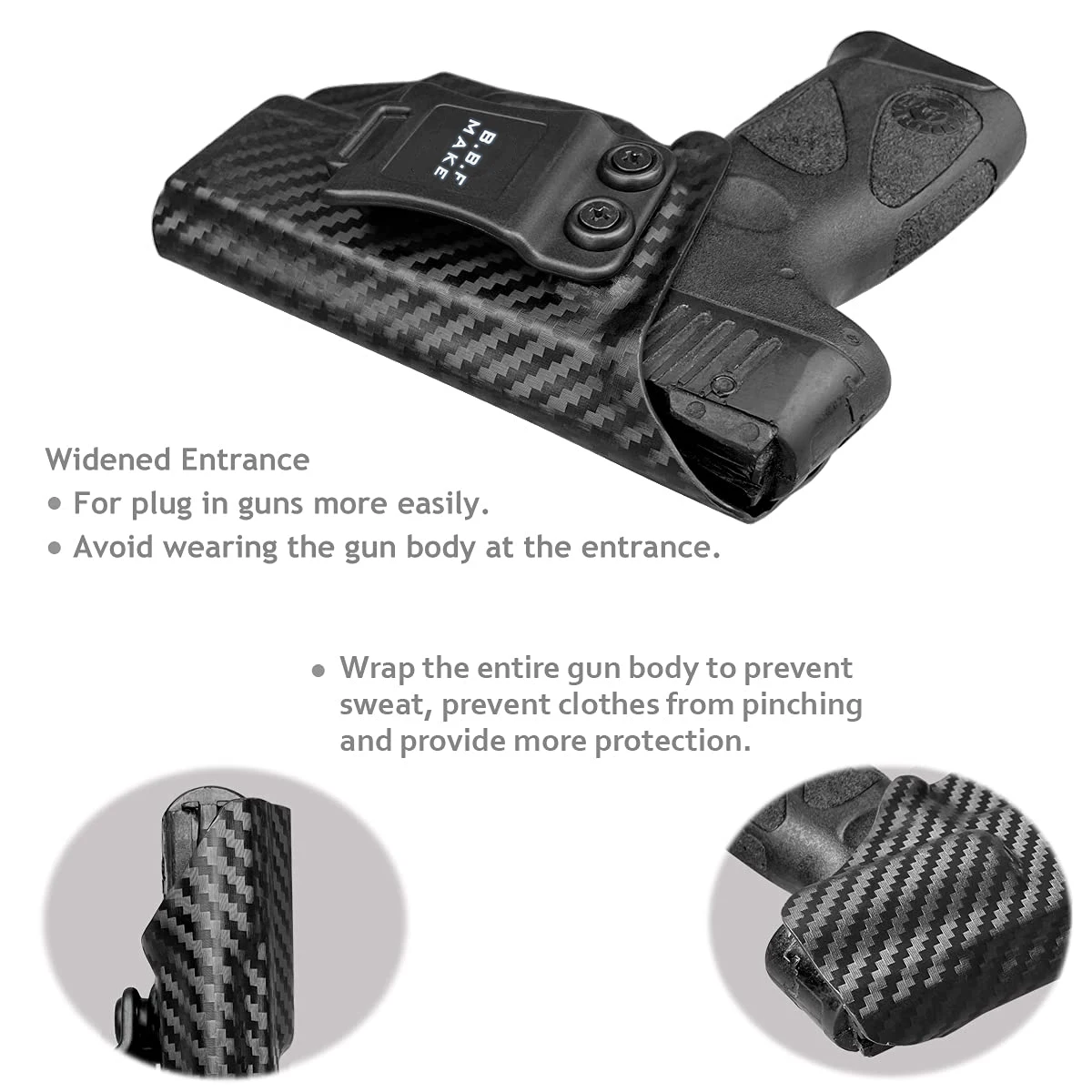 B.B.F Make Taurus G3C Holster, Taurus G2C Holster IWB Kydex Carbon Fiber For Taurus G3C / G2C / G2S / PT111 / PT140 9mm/.40