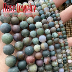 A+ Natural Matte Indian Agates Onyx Beads Natural Stone Round Loose Spacer Beads For Jewelry Making DIY Bracelets 4/6/8/10/12mm