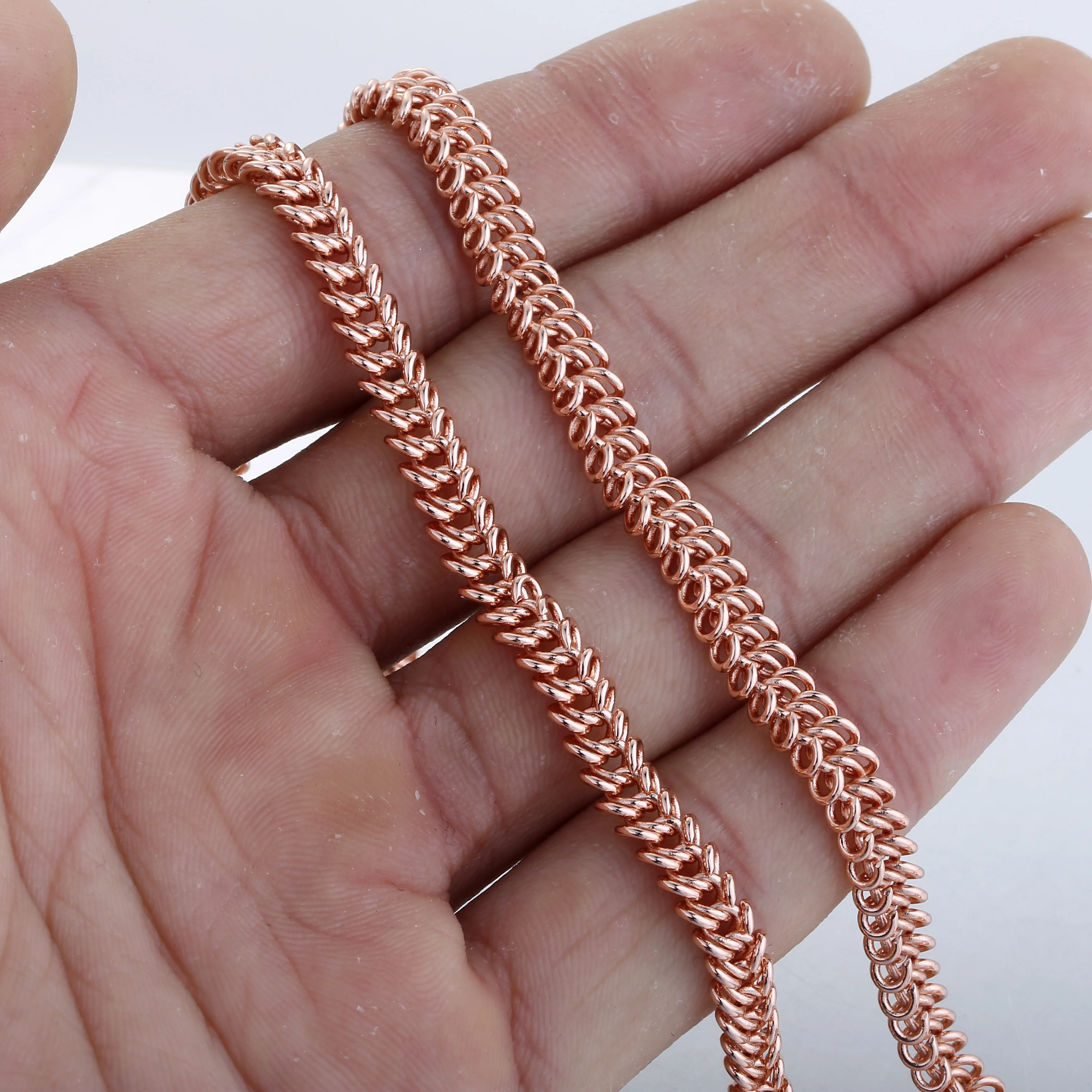 6mm Womens Ladies Chain Braided Bismark Link Rose Gold Color Necklace Fashion Female Jewelry DGN278