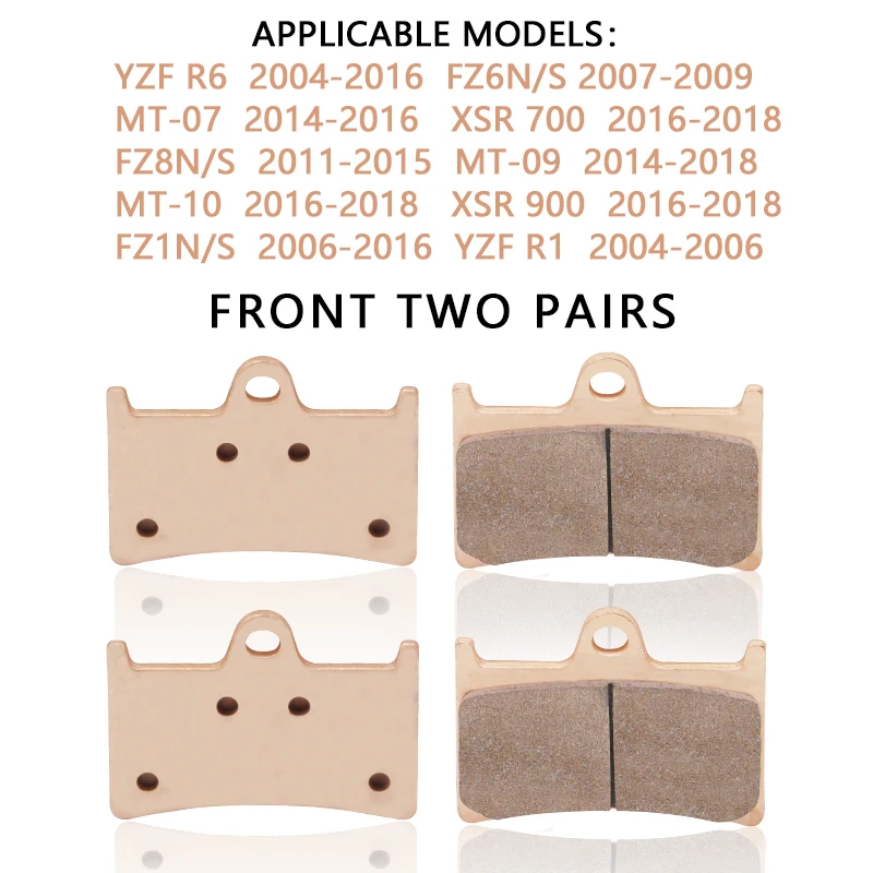 Motorcycle Front Rear Brake Pads Disc For Yamaha YZF 600 1000 YZFR6 R6 YZFR1 R1 FZ6N/S FZ1N/S FZ8N/S MT07 MT09 MT10 XSR700 XSR90