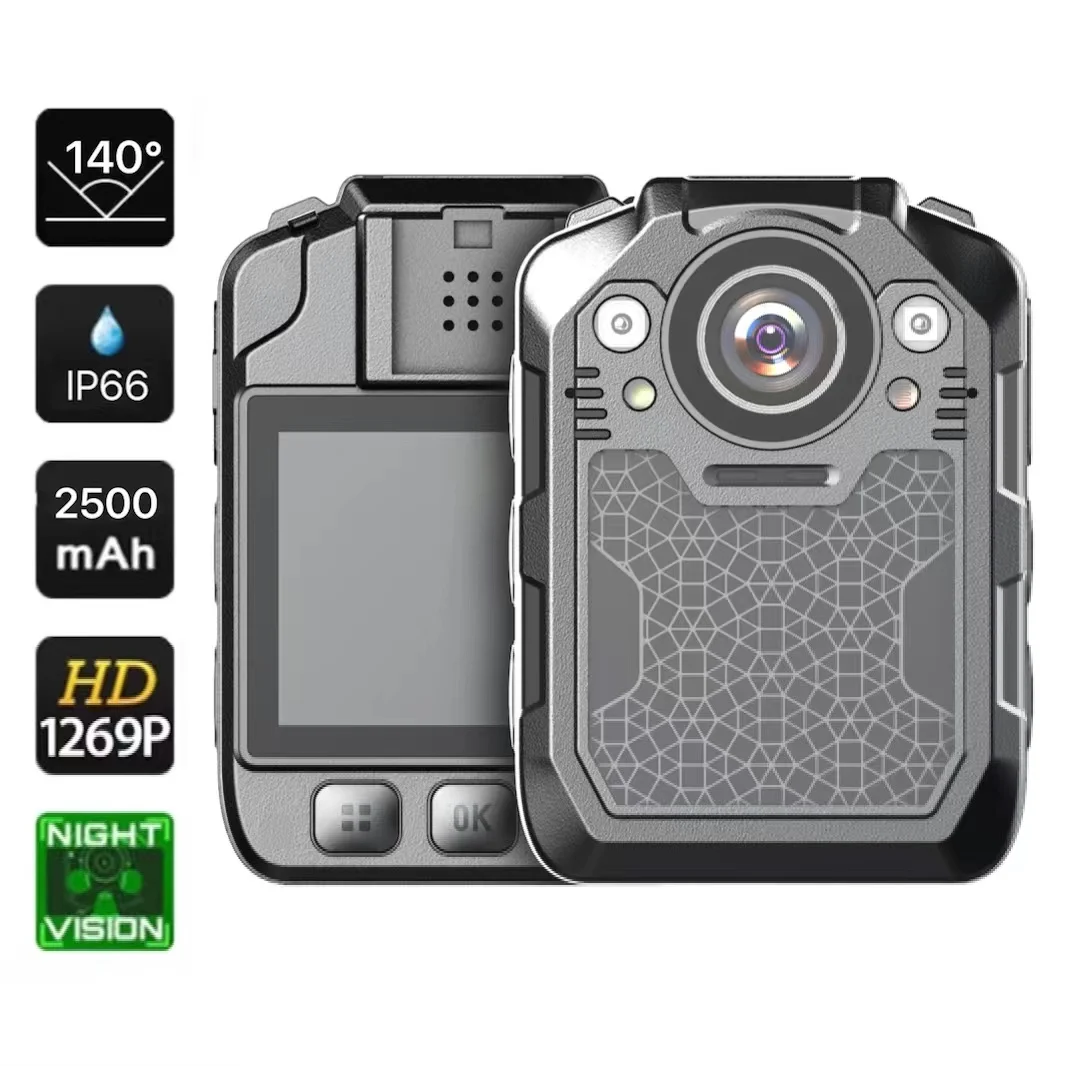 

S300 1296P Night Vision Body Worn Camera One Button Recording 8 hours 1080P FHD Police Bodycam with 2 Inch Display for Playback